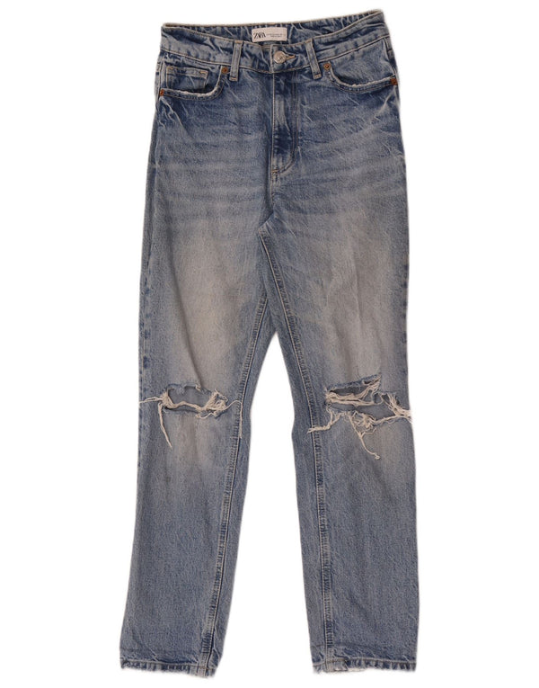 Zara Womens Distressed Slim Jeans EU 36 XS W26 L28 Blue Cotton