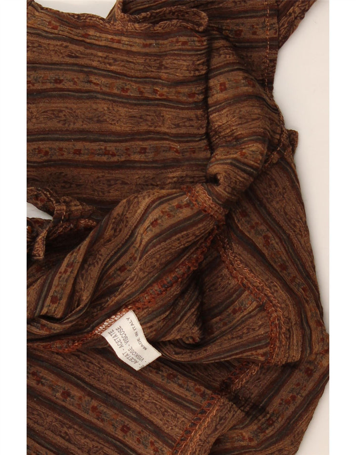 VINTAGE Womens Shirt Blouse UK 10 Small Brown Floral Acetate