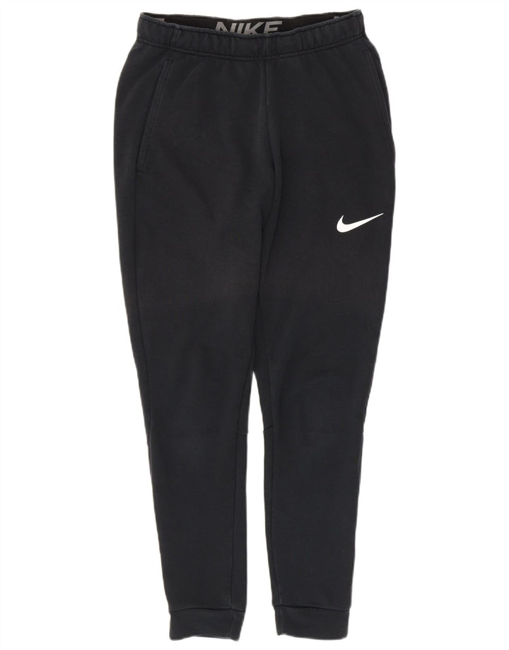 NIKE Mens Dri Fit Tracksuit Trousers Joggers Small  Black Cotton