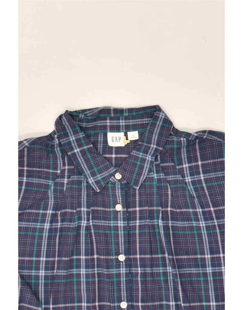 GAP Womens Shirt UK 14 Medium Navy Blue Check Cotton | Vintage Gap | Thrift | Second-Hand Gap | Used Clothing | Messina Hembry 