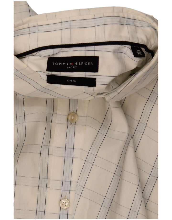 TOMMY HILFIGER Mens Fitted Shirt Size 38 15 Medium White Check