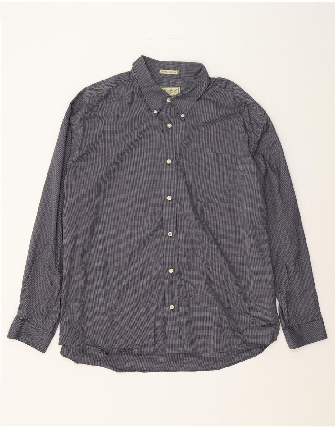 EDDIE BAUER Mens Shirt 2XL Navy Blue Check Cotton Vintage Eddie Bauer and Second-Hand Eddie Bauer from Messina Hembry 