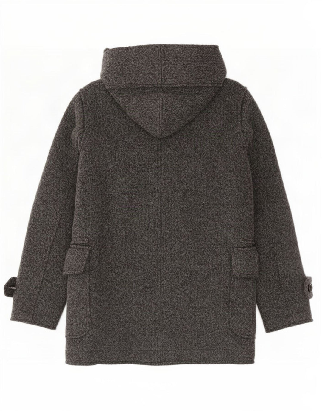 Zara Mens Hooded Double Breasted Windbreaker Coat UK 38 Medium Grey Wool