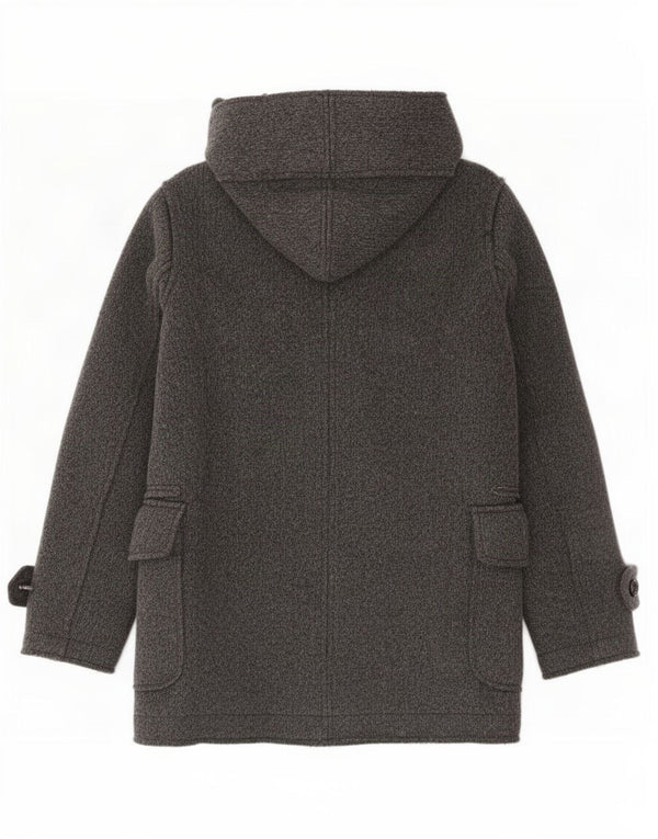 Zara Mens Hooded Double Breasted Windbreaker Coat UK 38 Medium Grey Wool