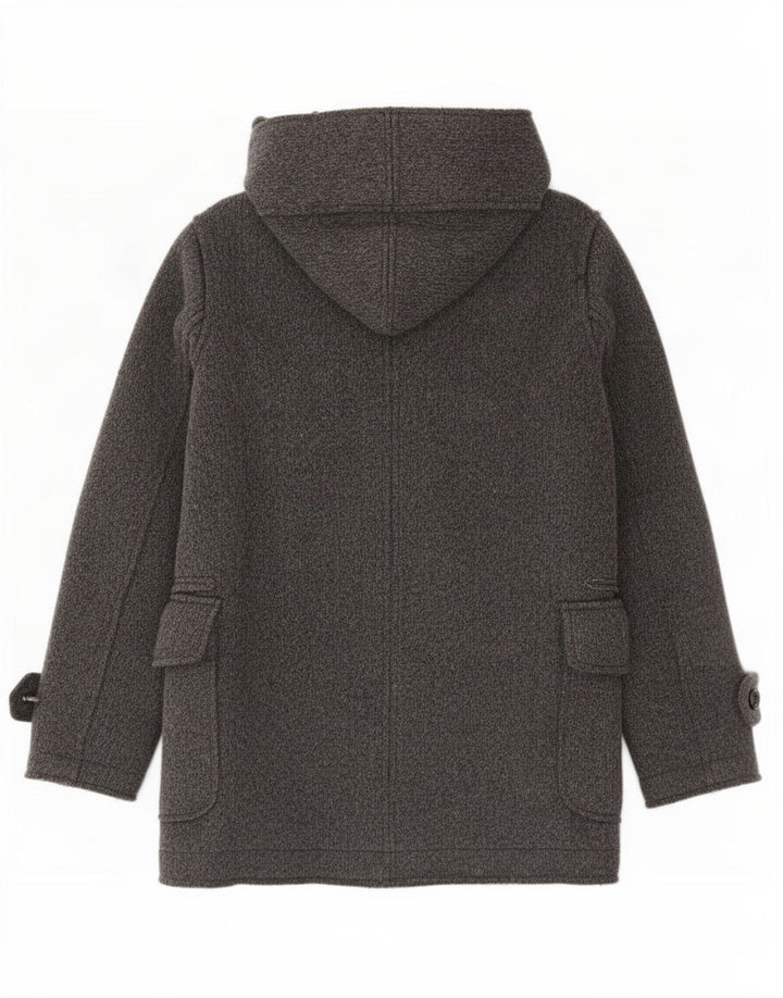 Zara Mens Hooded Double Breasted Windbreaker Coat UK 38 Medium Grey Wool