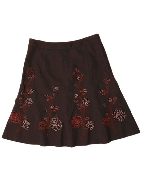 Laura Ashley Womens Weekend A-Line Skirt UK 18 XL W36 Brown Floral Cotton