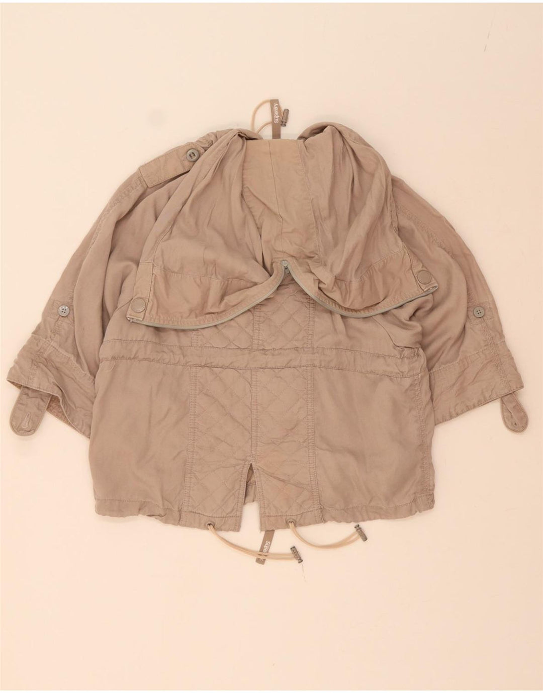 SUPERDRY Girls Hooded Batwing Bomber Jacket 12-13 Years Medium Beige Vintage Superdry and Second-Hand Superdry from Messina Hembry 