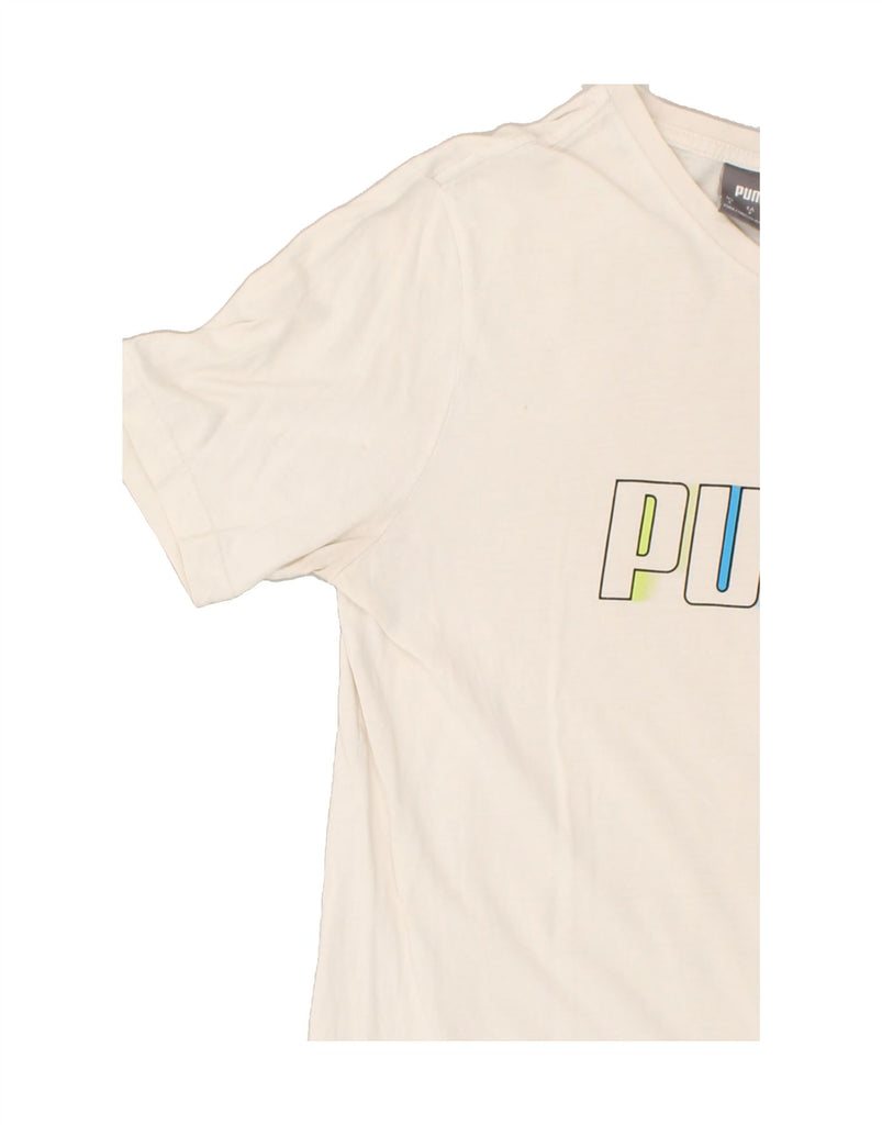 PUMA Mens Graphic T-Shirt Top Small White Cotton | Vintage Puma | Thrift | Second-Hand Puma | Used Clothing | Messina Hembry 