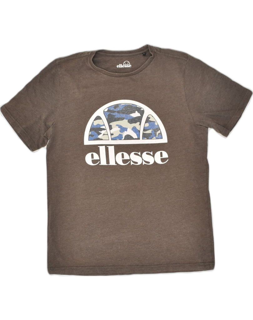 ELLESSE Womens Graphic T-Shirt Top UK 16 Large Brown Cotton | Vintage Ellesse | Thrift | Second-Hand Ellesse | Used Clothing | Messina Hembry 