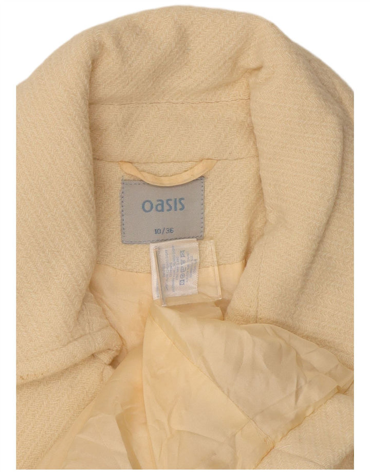 Oasis Womens Overcoat UK 10 Small Off White Wool