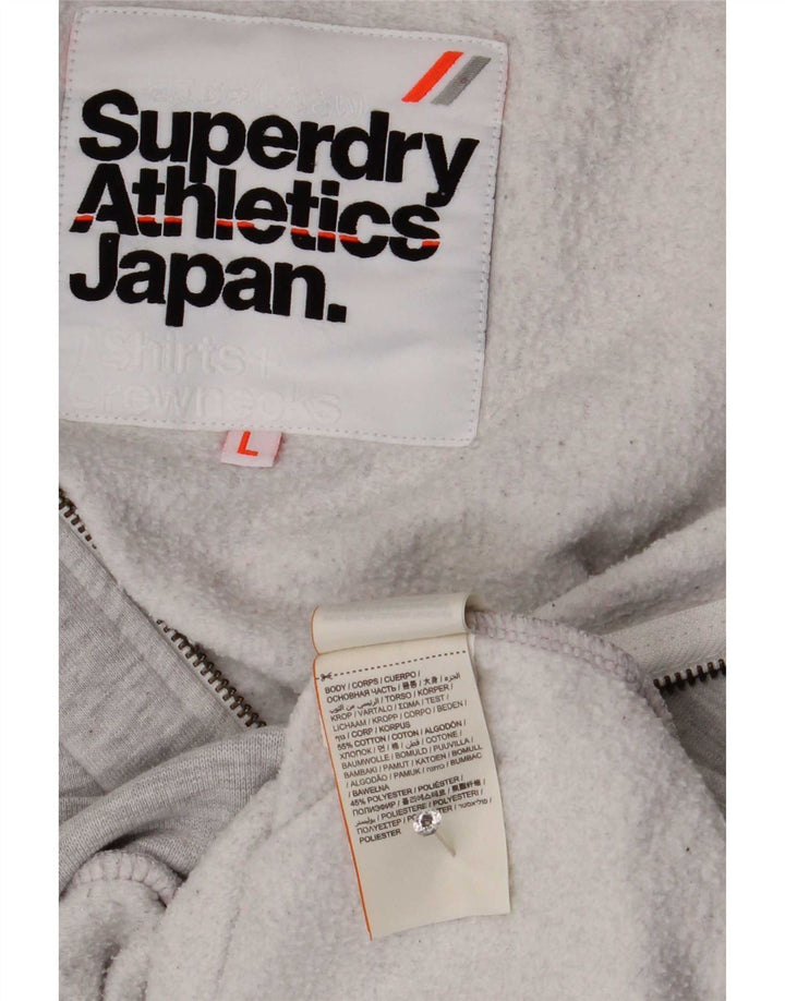 Superdry Mens Zip Hoodie Sweater Large Grey Cotton