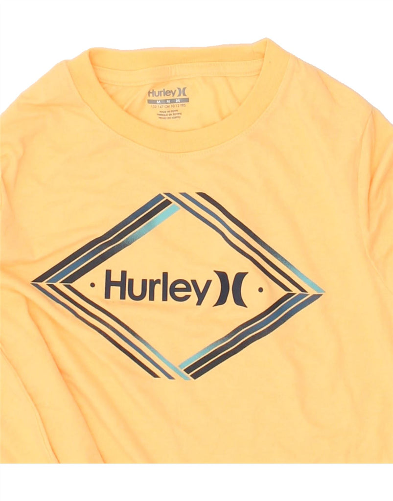 HURLEY Boys Graphic Top Long Sleeve 10-11 Years Medium Yellow Polyester | Vintage Hurley | Thrift | Second-Hand Hurley | Used Clothing | Messina Hembry 