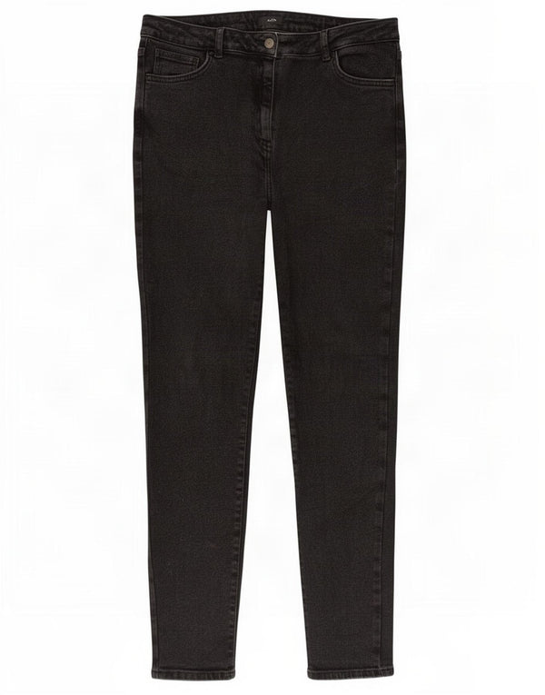 M&Co Womens Skinny Jeans UK 16 Large W32 L28 Black Cotton