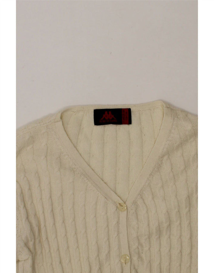 KAPPA Girls Cardigan Sweater 7-8 Years Off White Cotton Vintage Kappa and Second-Hand Kappa from Messina Hembry 