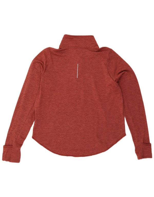 Nike Womens Dri Fit Zip Neck Pullover Tracksuit Top UK 16 Large Red Flecked