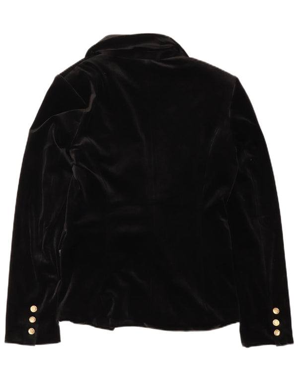 Womens Double Breasted Blazer Jacket EU 38 Medium Black Polyester