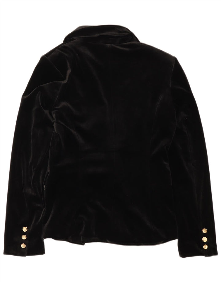 Womens Double Breasted Blazer Jacket EU 38 Medium Black Polyester