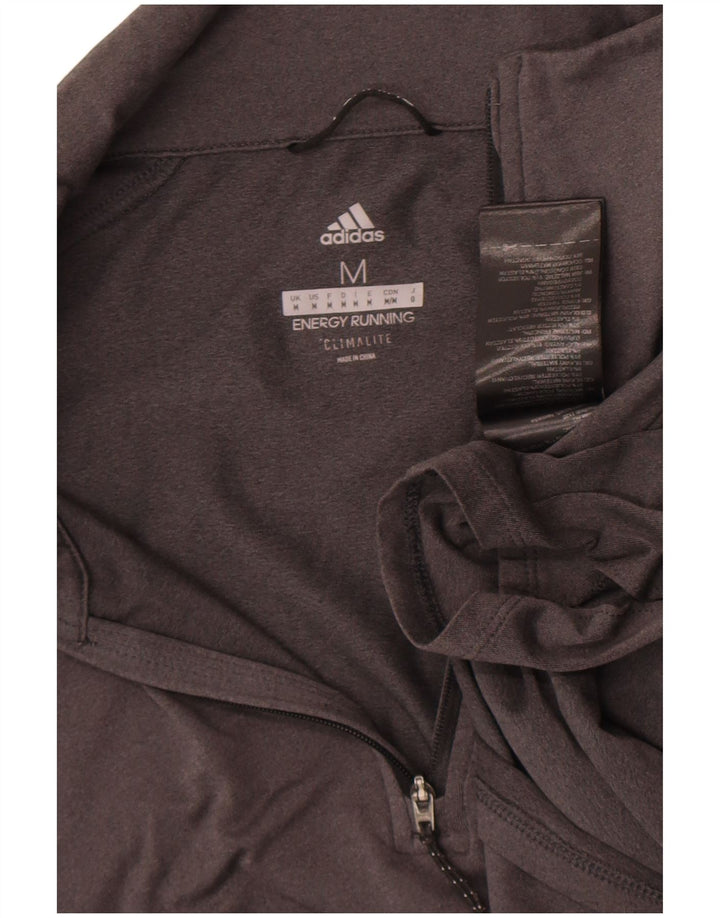 Adidas Mens Climalite Zip Neck Pullover Tracksuit Top Medium Grey Polyester