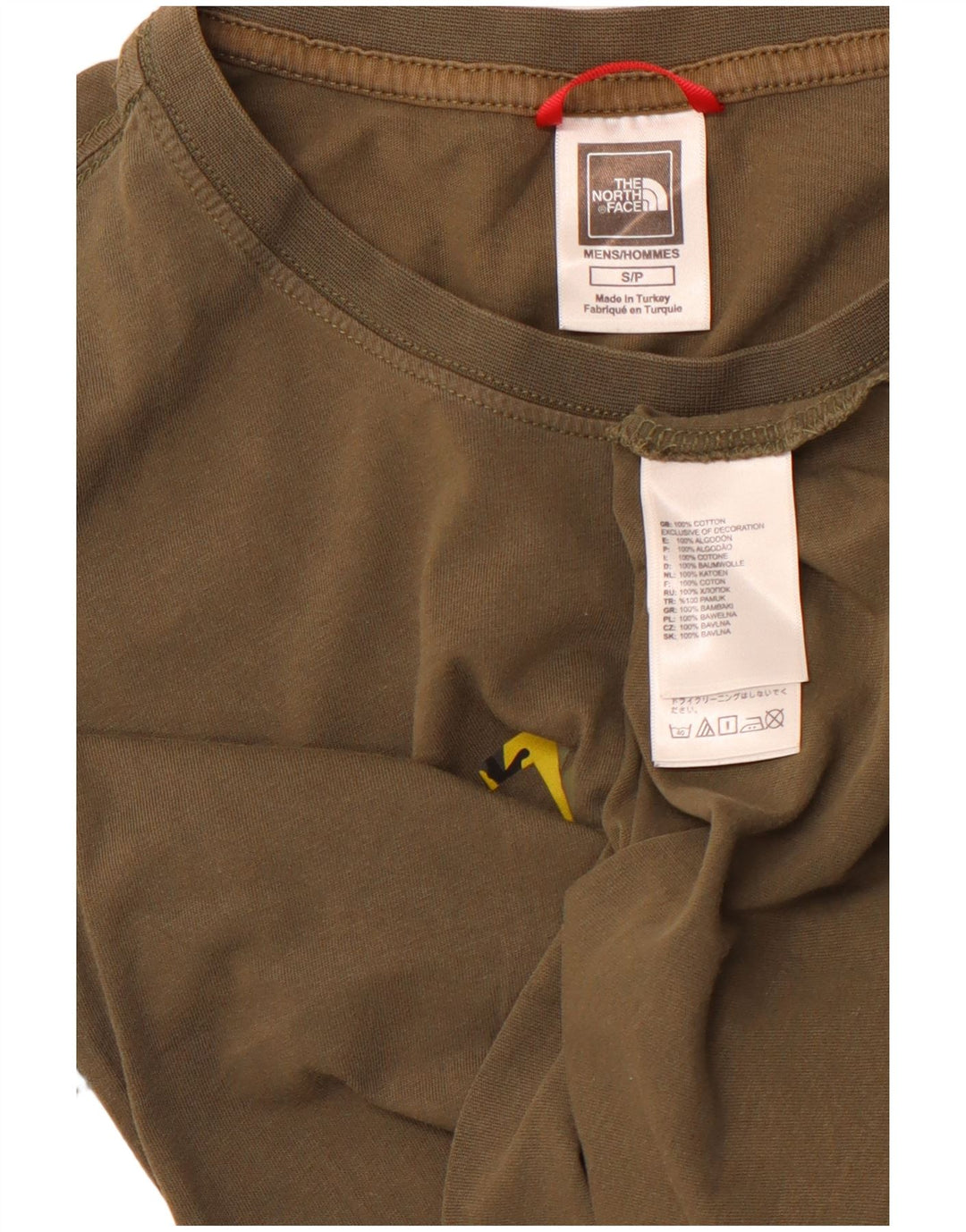 THE NORTH FACE Mens Graphic T-Shirt Top Small Khaki Cotton