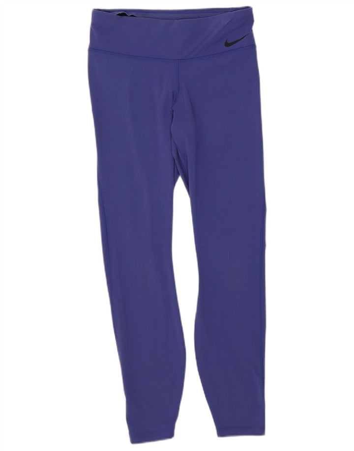 NIKE Womens Dri Fit Leggings UK 12 Medium  Purple Nylon