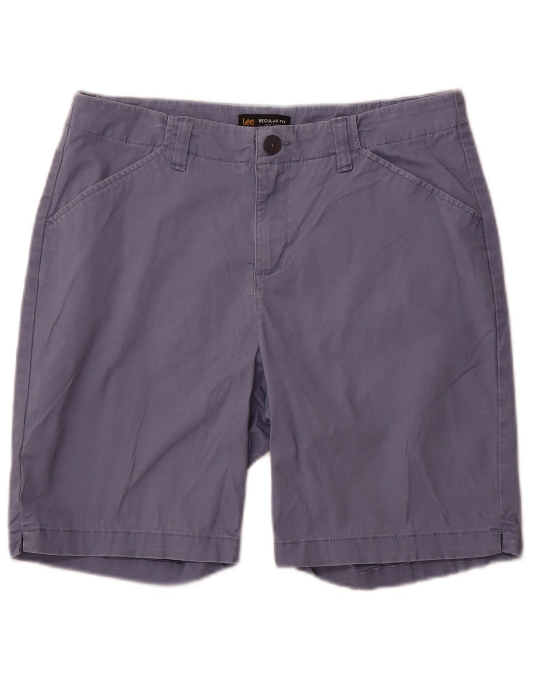 Lee Womens Mid Rise Regular Fit Casual Shorts US 12 Large W32 Blue Cotton
