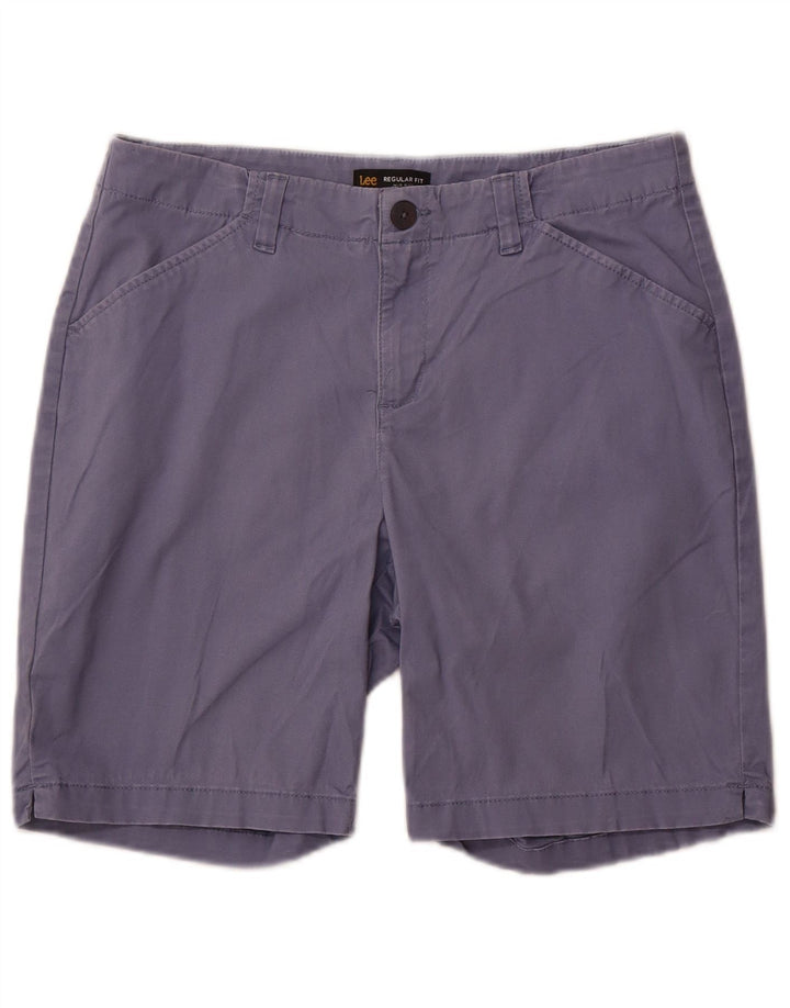 Lee Womens Mid Rise Regular Fit Casual Shorts US 12 Large W32 Blue Cotton