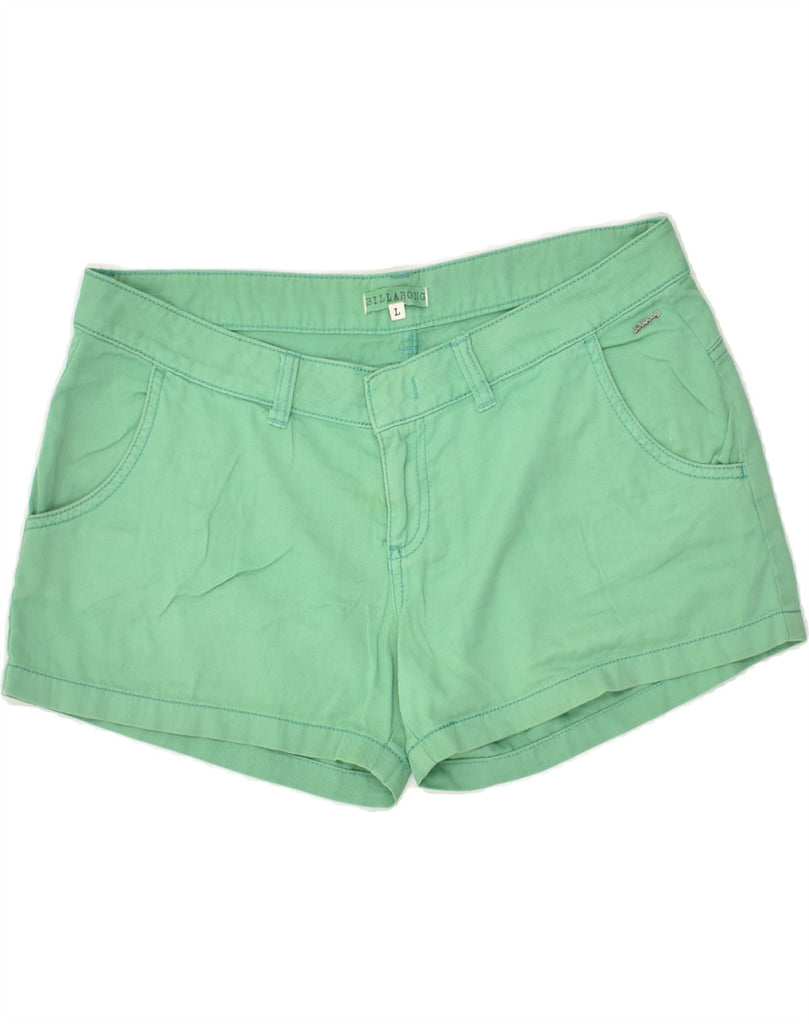 BILLABONG Womens Hot Pants Large W32  Green Cotton Vintage Billabong and Second-Hand Billabong from Messina Hembry 