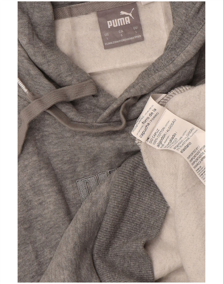 PUMA Mens Graphic Hoodie Jumper Large Grey Cotton