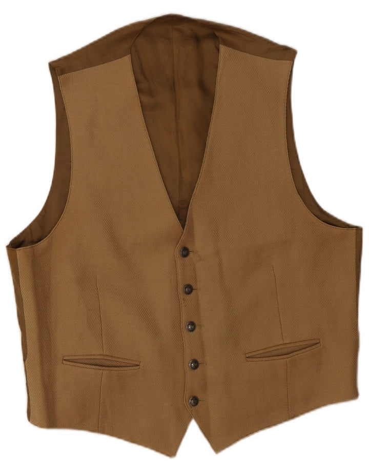 Il Marchese Coccapani Mens Waistcoat IT 50 Medium Brown Virgin Wool