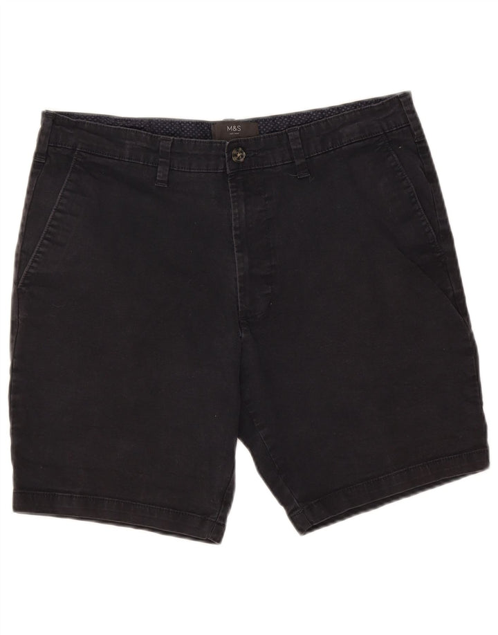 Marks & Spencer Mens Chino Shorts W34 Large Navy Blue Cotton