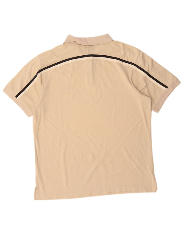 Champion Mens Zip Neck Polo Shirt Medium Beige Colourblock Cotton