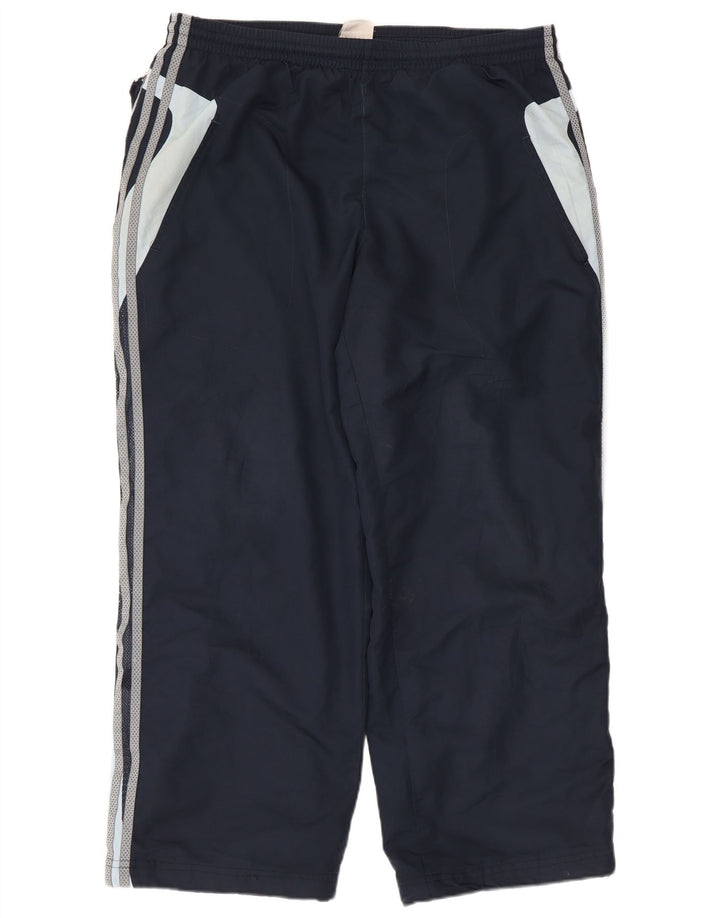Adidas Mens Tracksuit Trousers Large Navy Blue Colourblock Polyester