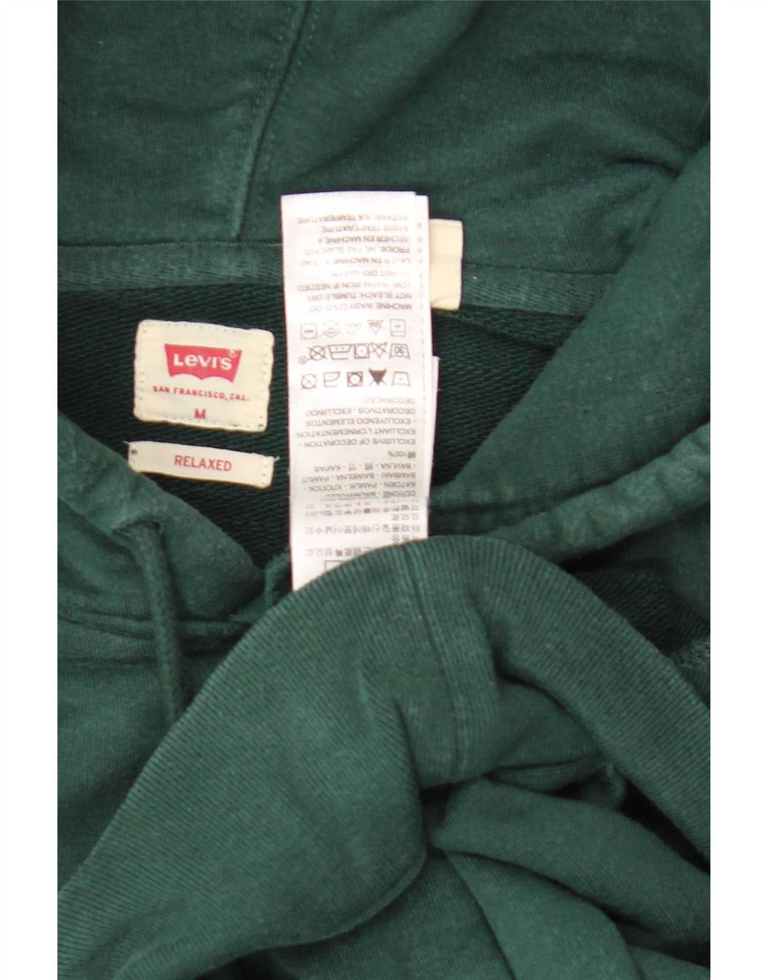 Levi's Mens Graphic Hoodie Jumper Medium Green Cotton