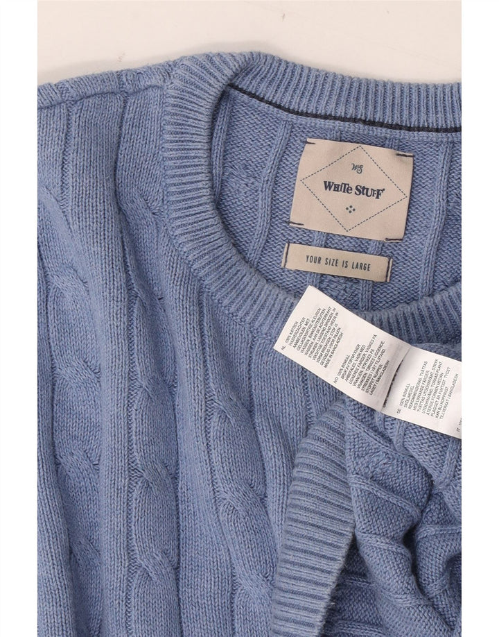 WHITE STUFF Mens Crew Neck Jumper Sweater Large Blue Cotton
