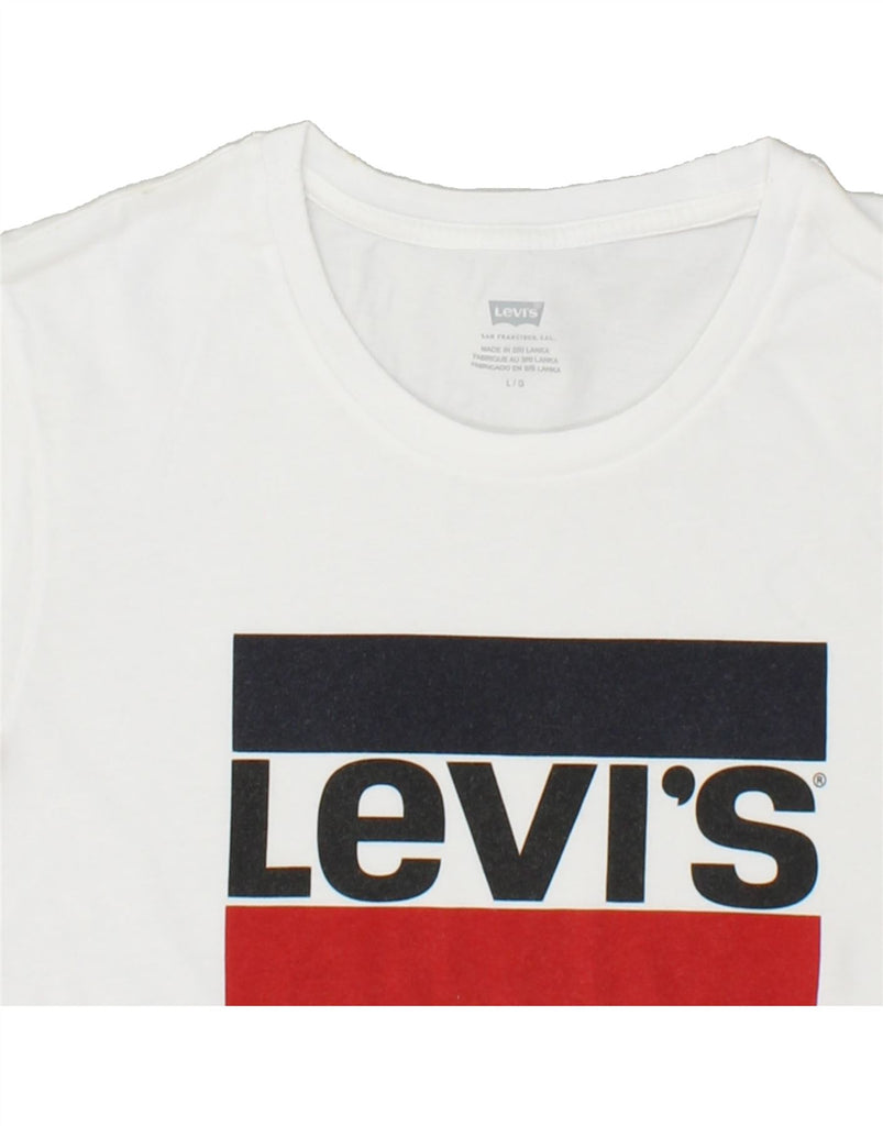 LEVI'S Womens Graphic T-Shirt Top UK 16 Large White Cotton | Vintage Levi's | Thrift | Second-Hand Levi's | Used Clothing | Messina Hembry 