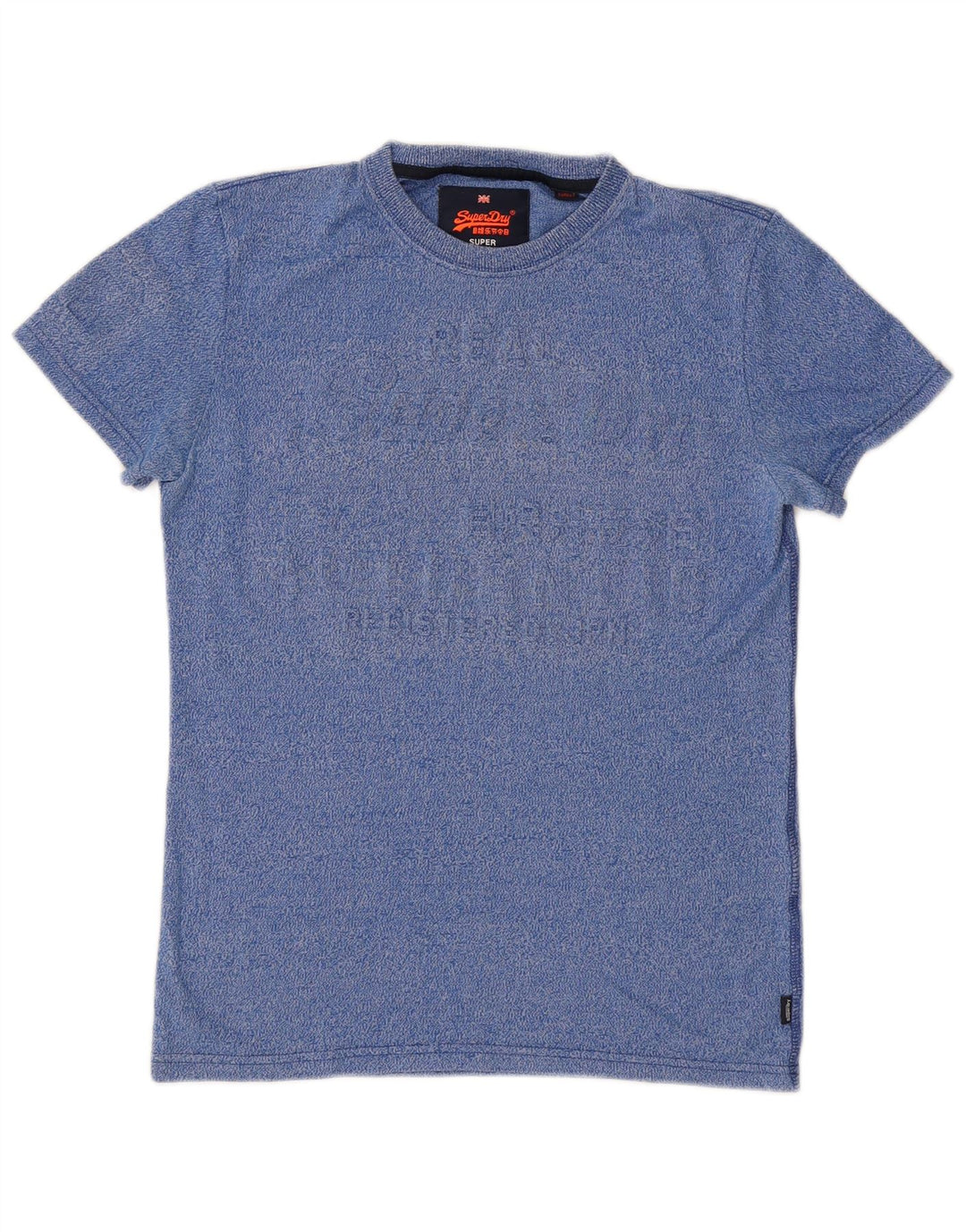 SUPERDRY Mens Graphic T-Shirt Top Small Blue Flecked Cotton