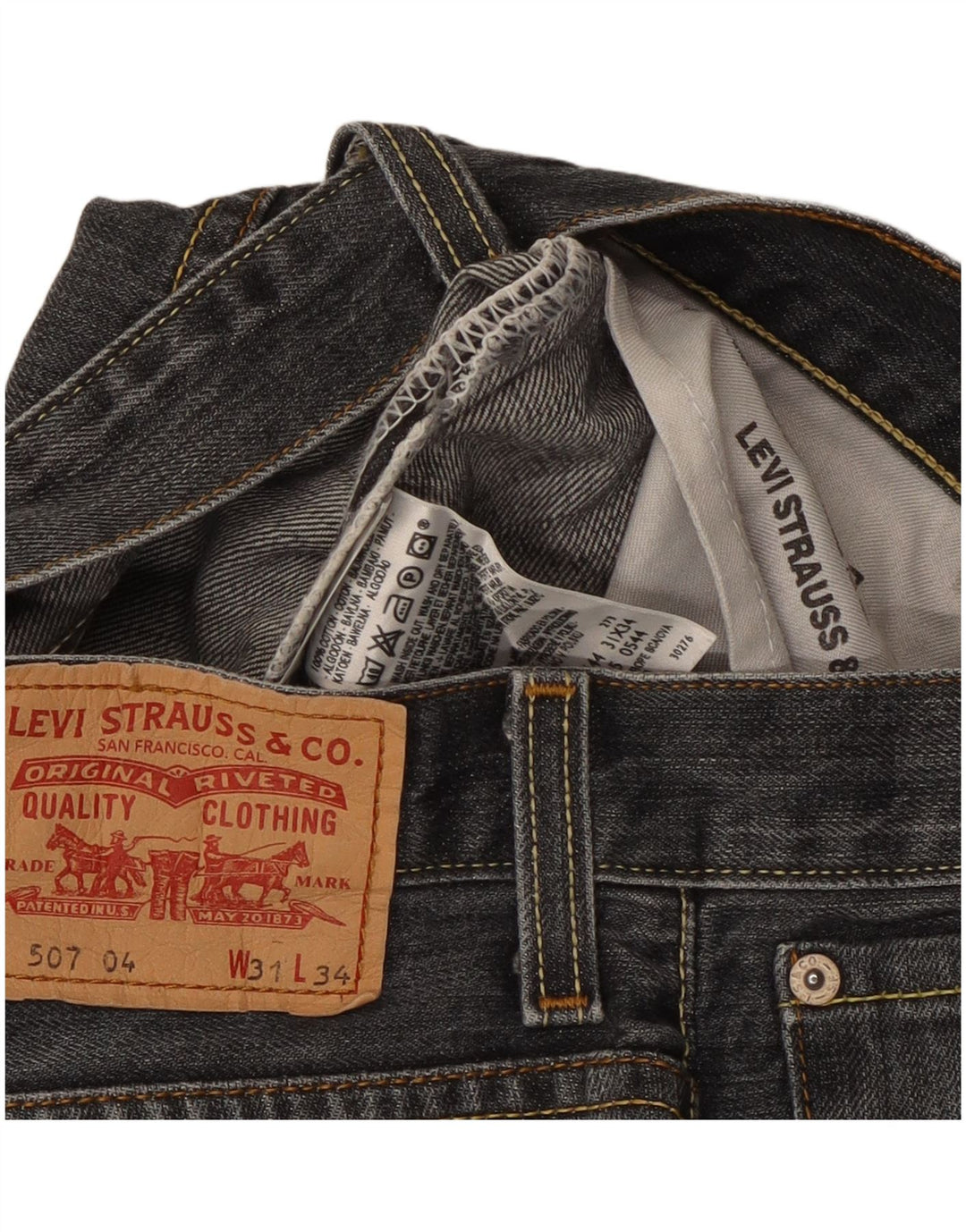 Levi's Mens 507 Bootcut Jeans W31 L29 Black Cotton