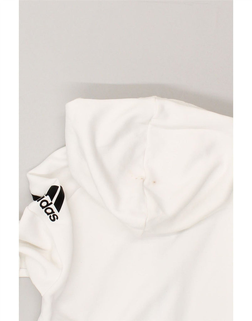 ADIDAS Womens Graphic Zip Hoodie Sweater UK 10 Small White Polyester Vintage Adidas and Second-Hand Adidas from Messina Hembry 