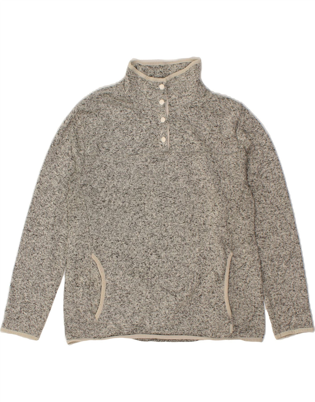 EDDIE BAUER Womens Button Neck Sweatshirt Jumper UK 16 Large Grey Flecked Vintage Eddie Bauer and Second-Hand Eddie Bauer from Messina Hembry 