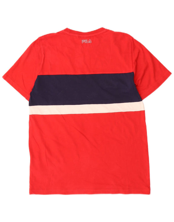 Fila Boys Graphic T-Shirt Top 15-16 Years Red Colourblock Cotton