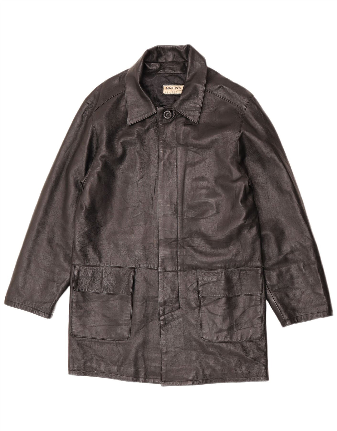 Martin's Mens Leather Coat IT 48 Medium Black Leather