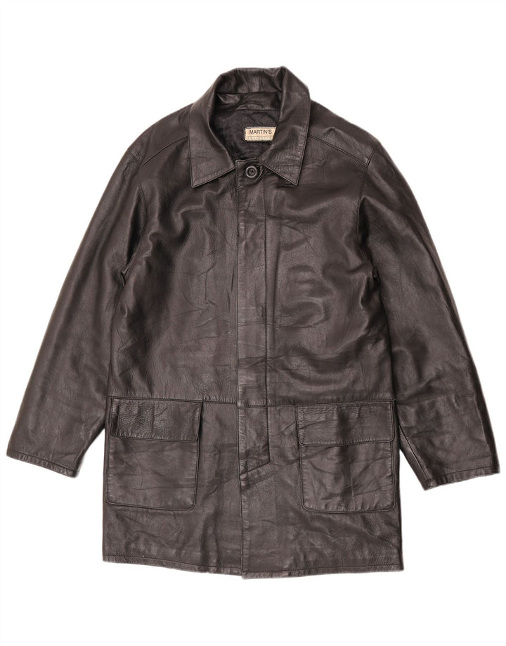 Martin's Mens Leather Coat IT 48 Medium Black Leather