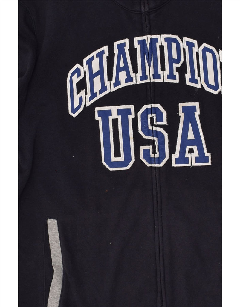 CHAMPION Mens Graphic Tracksuit Top Jacket XL Navy Blue Cotton | Vintage Champion | Thrift | Second-Hand Champion | Used Clothing | Messina Hembry 