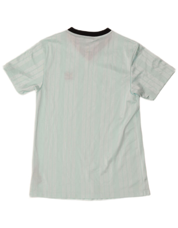ADIDAS Womens T-Shirt Top UK 8 Small Turquoise Striped Polyester