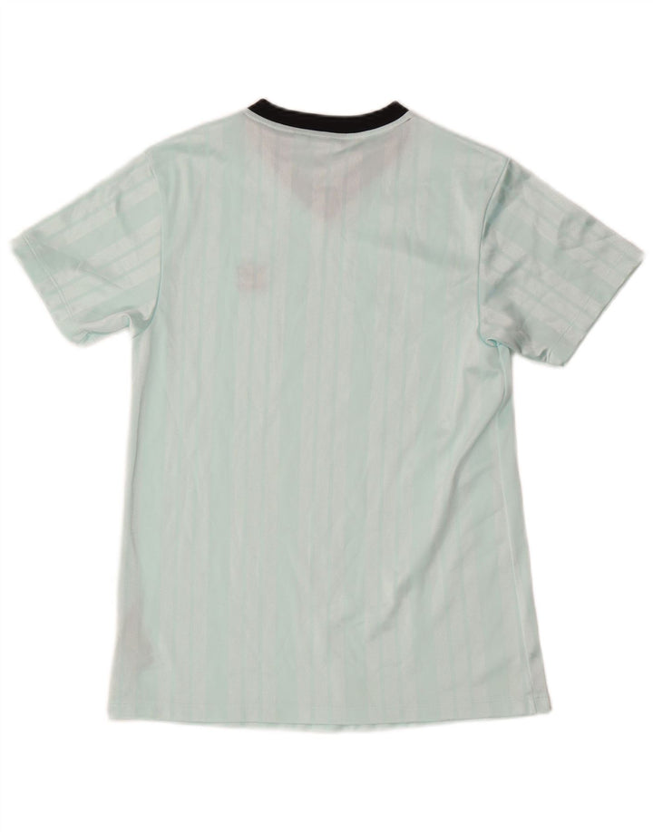 ADIDAS Womens T-Shirt Top UK 8 Small Turquoise Striped Polyester