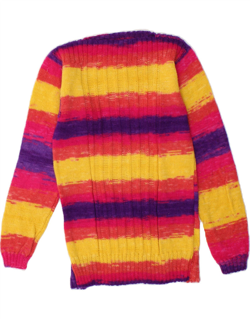 VINTAGE Womens Boat Neck Jumper Sweater UK 8 Small Multicoloured Striped | Vintage Vintage | Thrift | Second-Hand Vintage | Used Clothing | Messina Hembry 