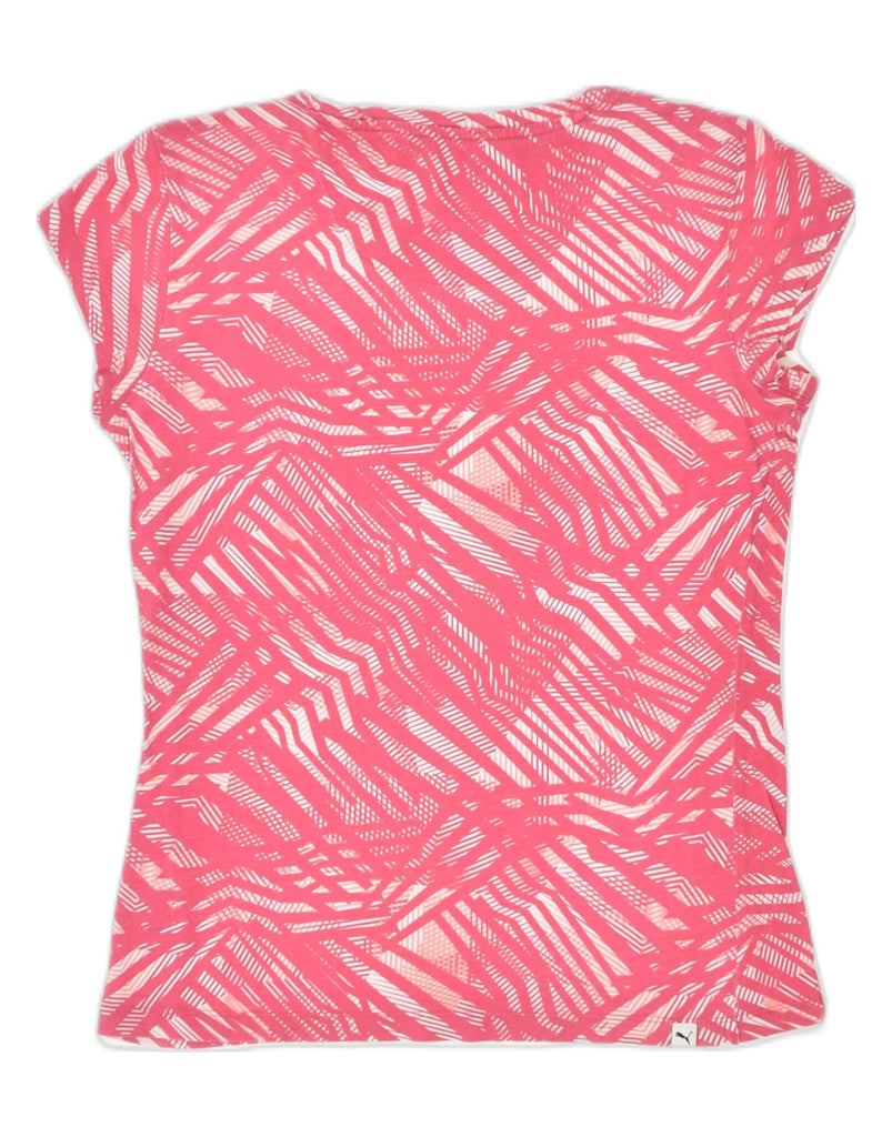 PUMA Womens T-Shirt Top UK 10 Small Pink Geometric Cotton Sports | Vintage | Thrift | Second-Hand | Used Clothing | Messina Hembry 