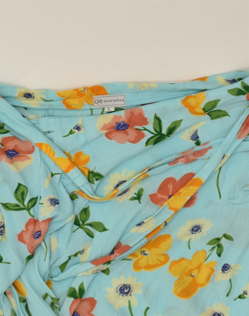 VINTAGE Womens Wrap Skirt UK 16 Large W36 Blue Floral | Vintage Vintage | Thrift | Second-Hand Vintage | Used Clothing | Messina Hembry 