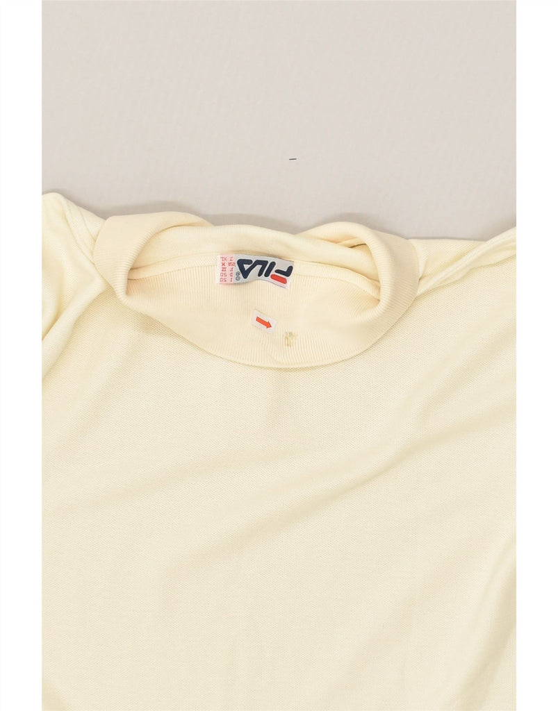 FILA Mens Long Sleeve Polo Shirt IT 50 Medium Beige Cotton | Vintage Fila | Thrift | Second-Hand Fila | Used Clothing | Messina Hembry 