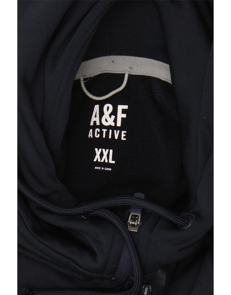 ABERCROMBIE & FITCH Mens Zip Hoodie Sweater 2XL Navy Blue Polyester Vintage Abercrombie & Fitch and Second-Hand Abercrombie & Fitch from Messina Hembry 